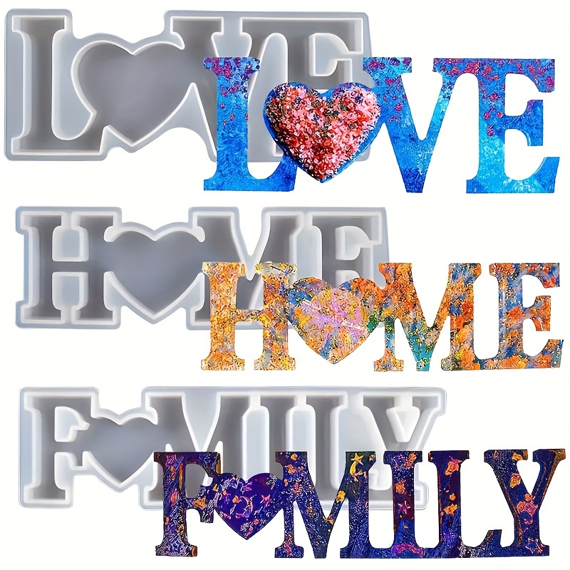 Woodworking Resin - 3Pcs Heart Slogan Silicone Resin Molds,